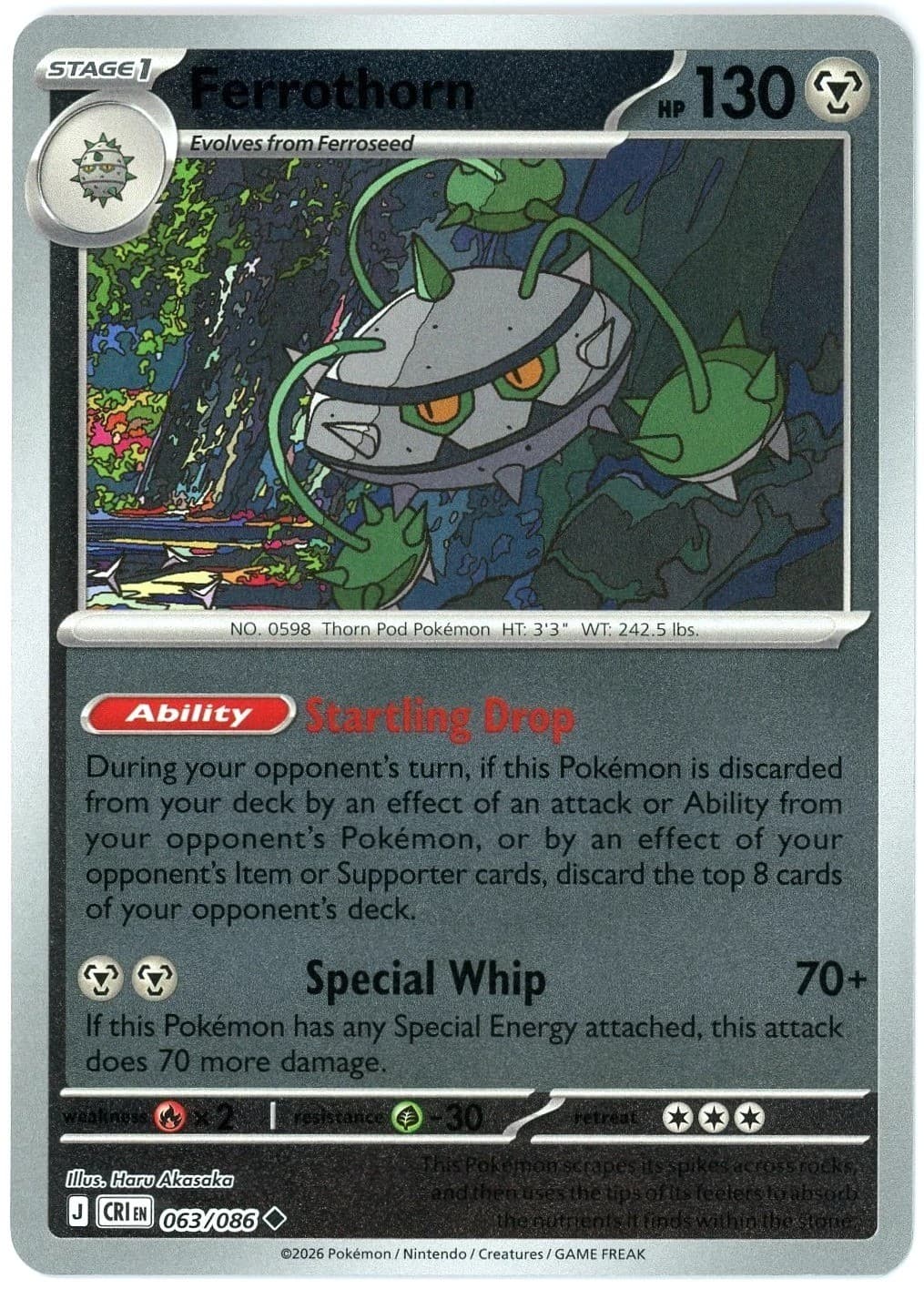 Ferrothorn [Reverse Holo] #63, Uncommon, POKÉMON Chaos Rising